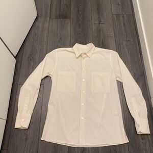 The Row Cotton Wool Blend Cream Button Up Shirt Size S